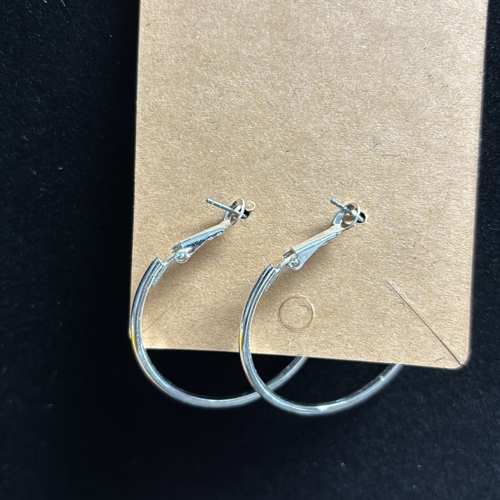 Vintage Silver Hoop Earrings - Picture 4 of 7